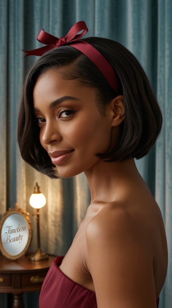 26. Chin-Grazing Bob with Vintage Ribbon