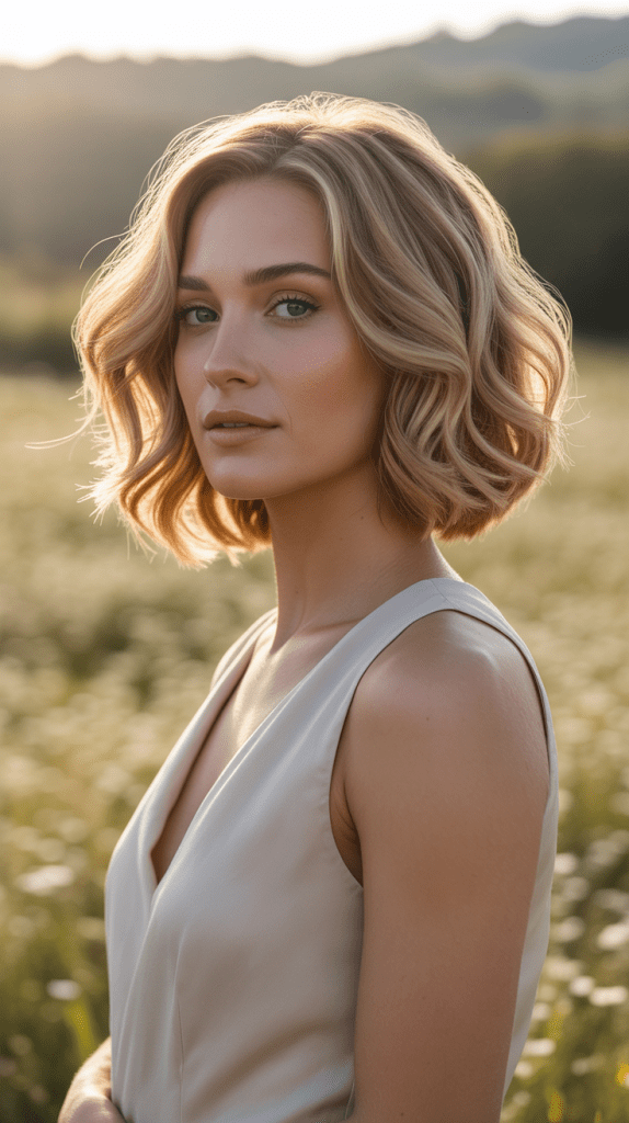 Textured Blonde Bob with Subtle Waves