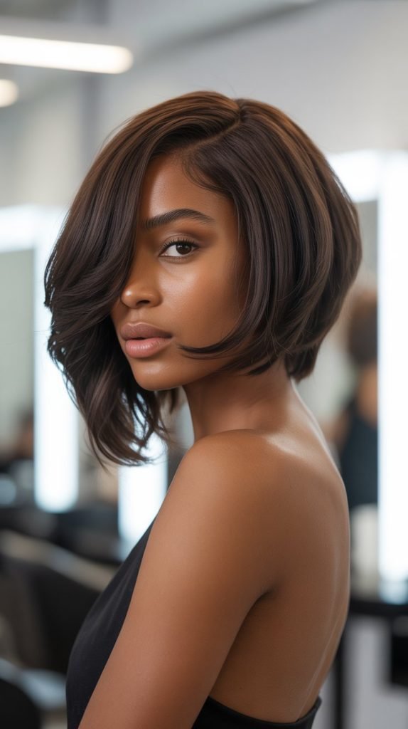 Asymmetrical Feathered Bob