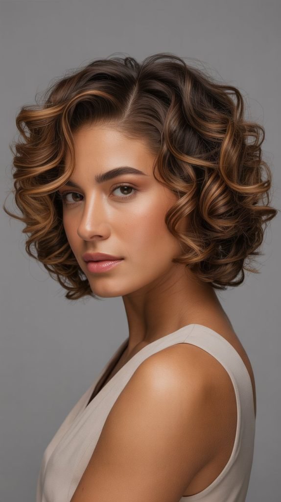 Curly Bob with Highlights