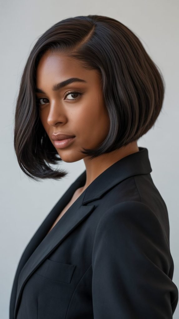 Sleek Bob with Deep Side Part