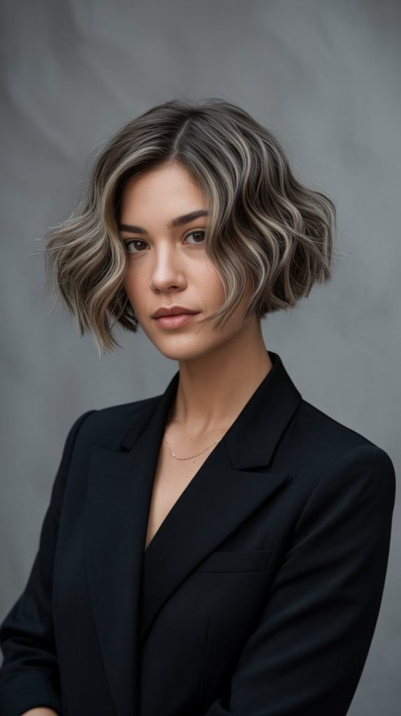 Textured Blunt Jawline Bob