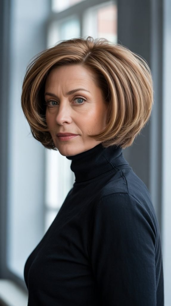 Feathered Bob with Crown Volume