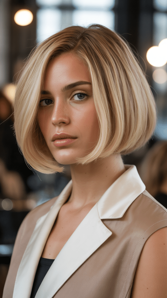  Classic French Bob with Golden Blonde