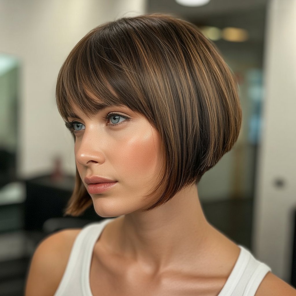 Stacked French Bob with Micro Bangs
