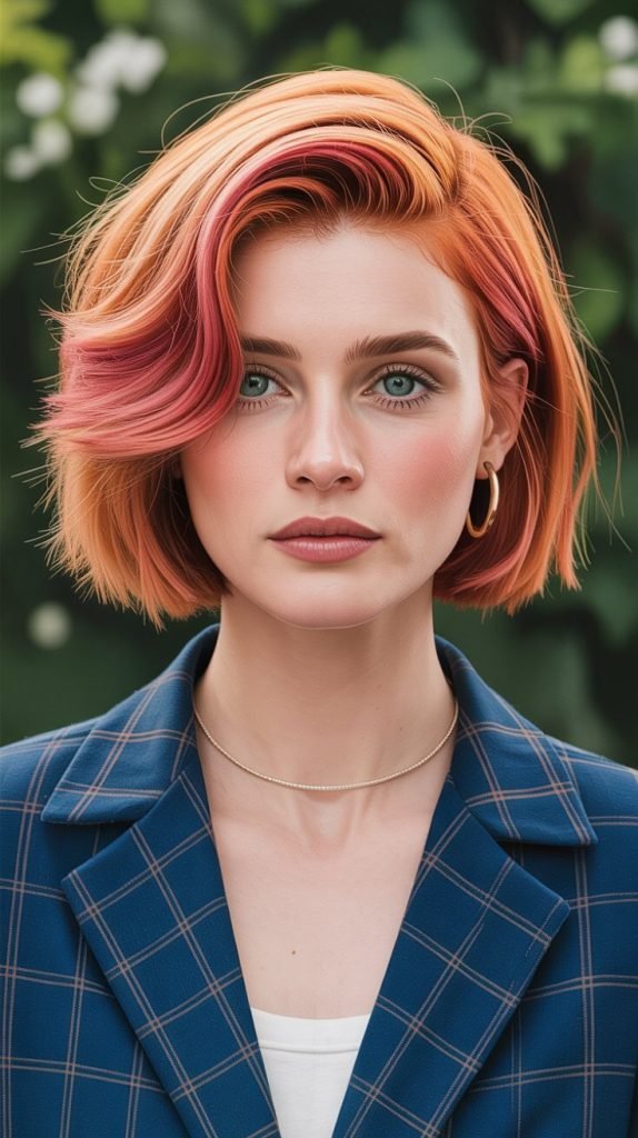 15. The Strawberry Blonde Bob with Dimensional Layers