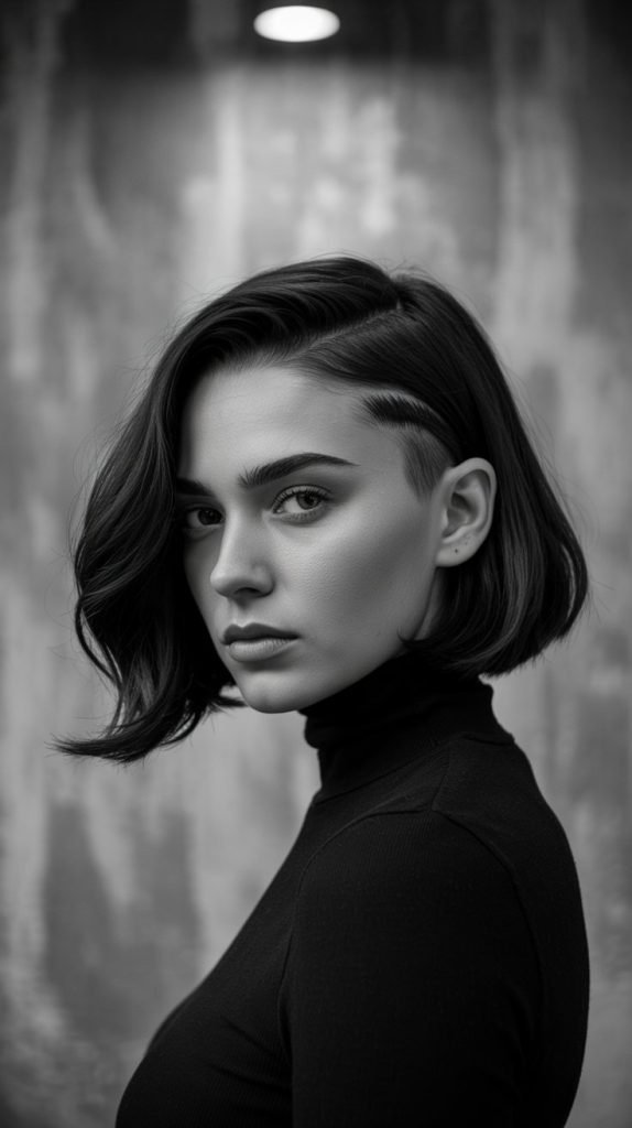 Edgy Jawline Bob with Undercut