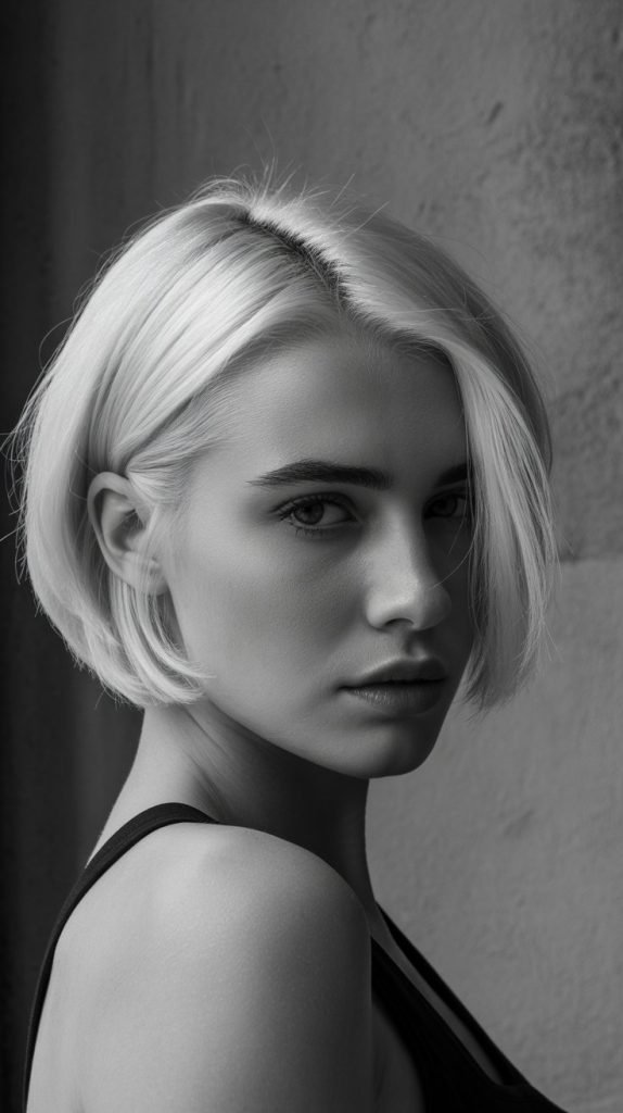 Ice Blonde Sharp Bob