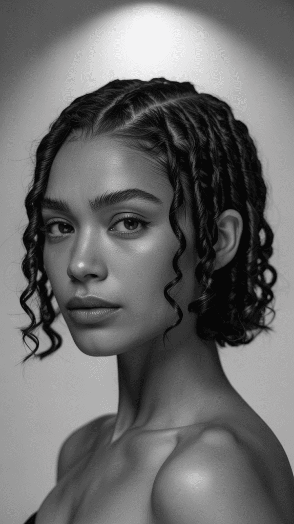 Shaggy French Bob with Finger Coils