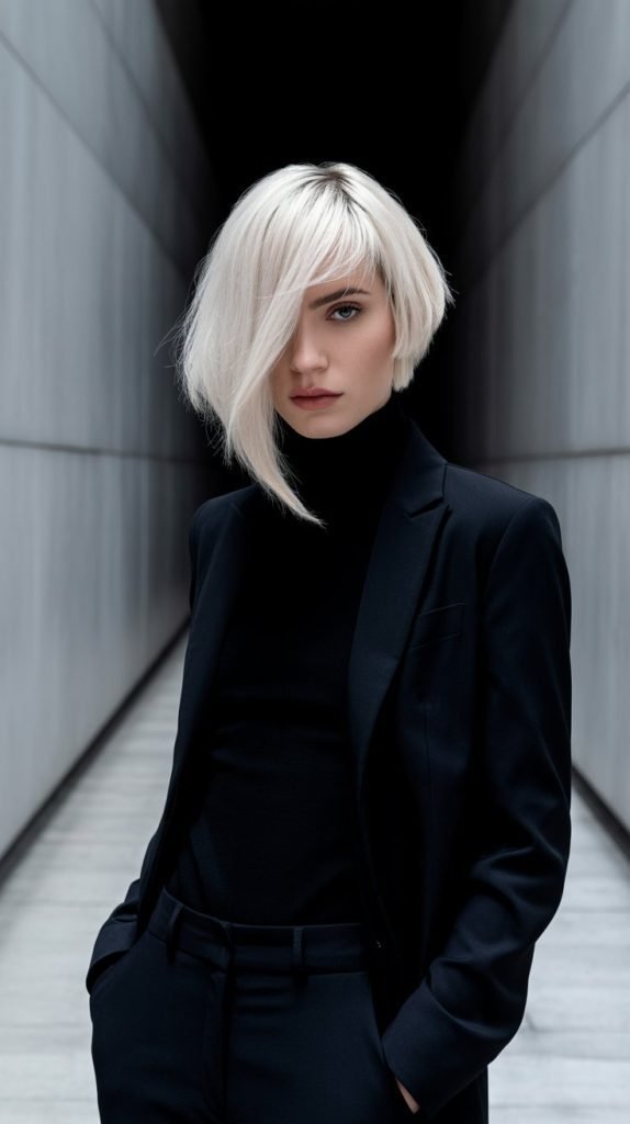 Asymmetrical Bob with Dramatic Side Fringe