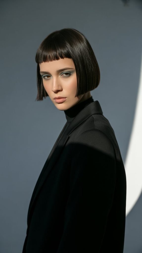 Sliced Bob with Straight Fringe