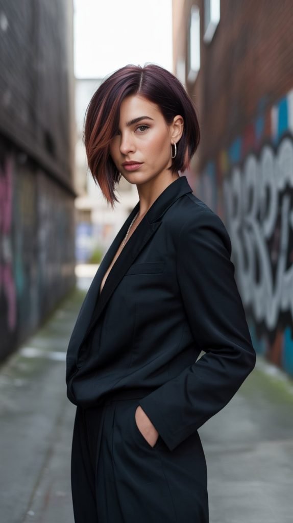 2. Asymmetrical Feathered Bob for Modern Edge
