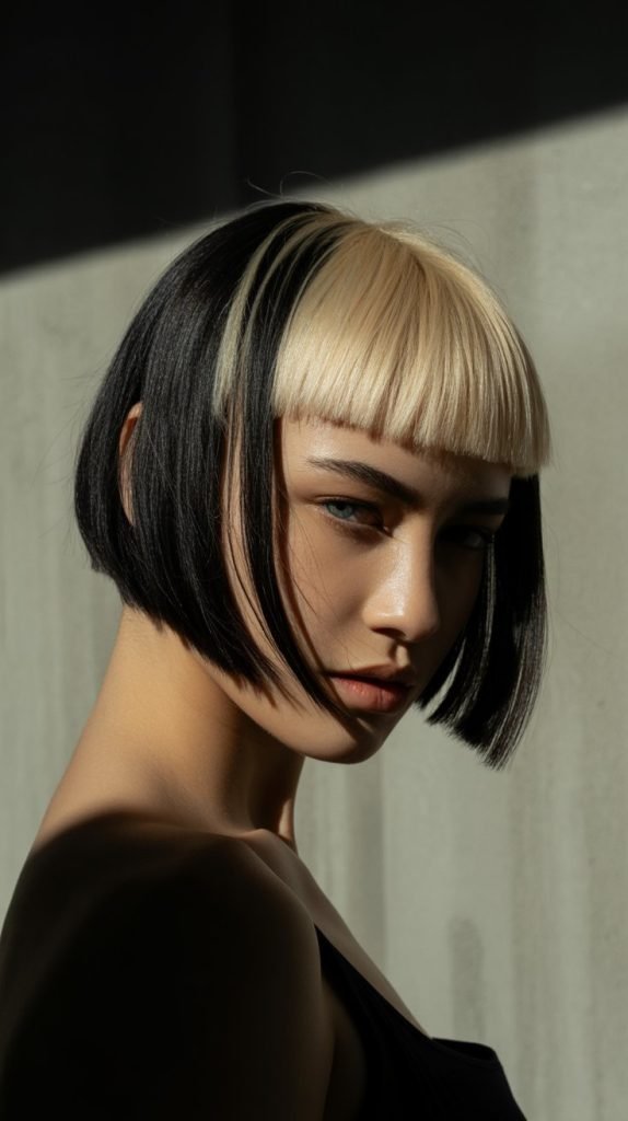  Bold Undercut Bob with Dramatic Contrast