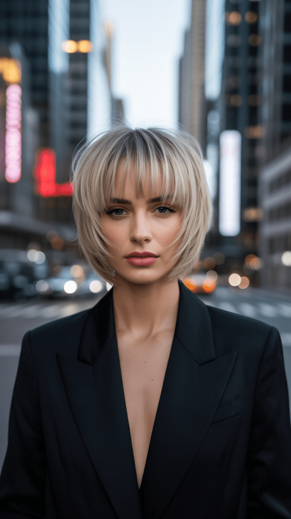 Stacked Jaw-Length Bob with Micro Fringe