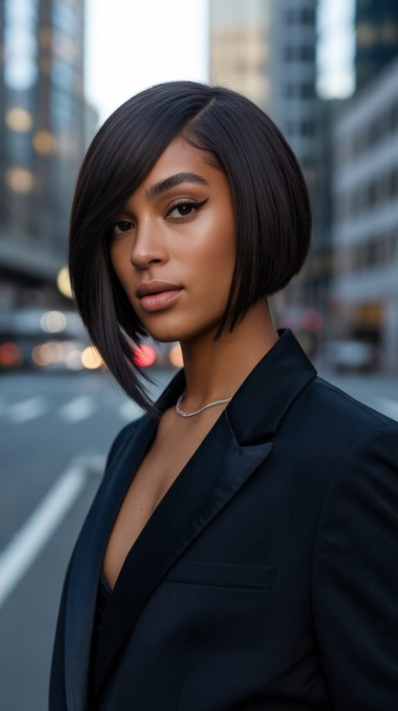 Asymmetrical Bob with Side Sweep