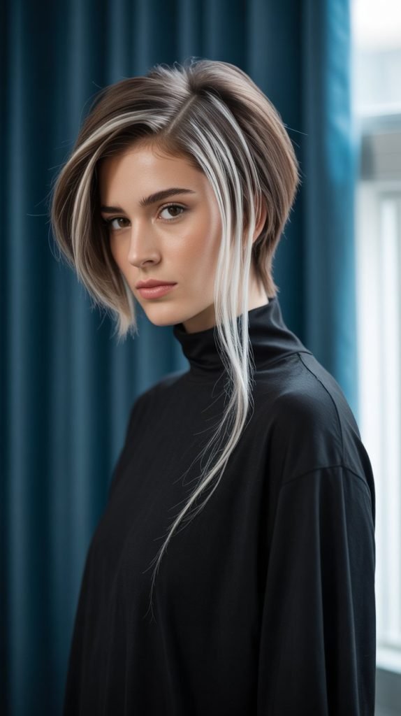  Curly Cut with Dramatic Face-Framing Contrast