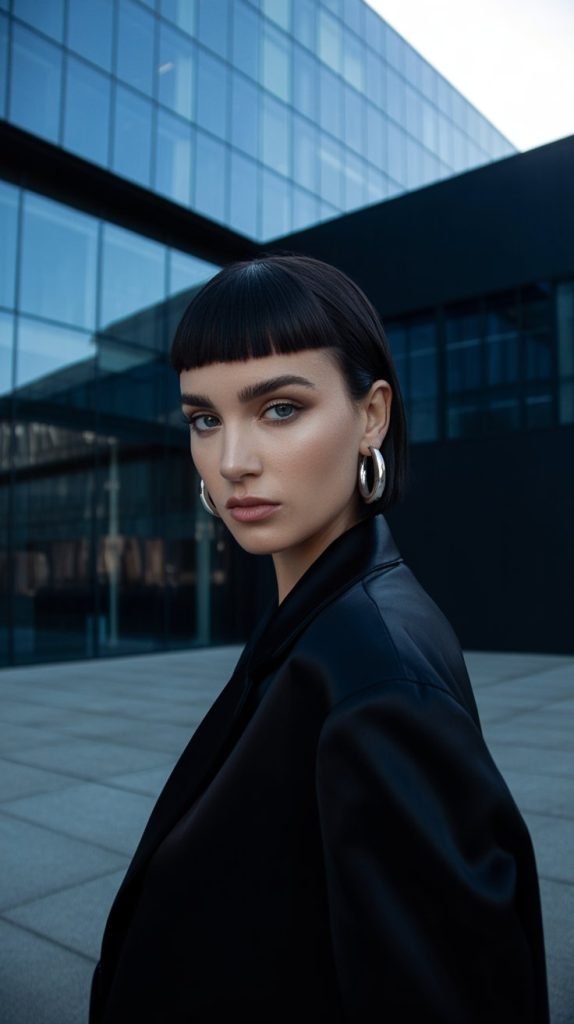 Sleek Angled Bob with Micro Fringe