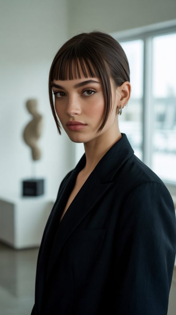 32. Geometric Chin Bob with Straight-Across Bangs