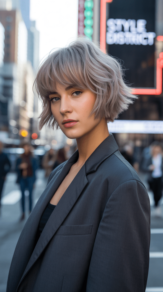 Contemporary Shag Bob with Fashion-Forward Bangs