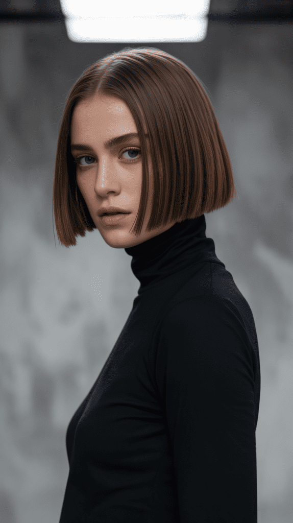 Straight and Severe Jaw-Length Bob