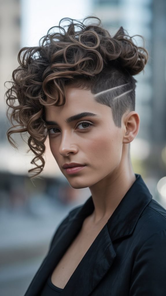 Curly Undercut with Top Volume