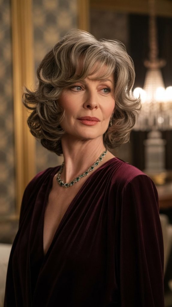  Layered Feathered Bob with Soft Curls