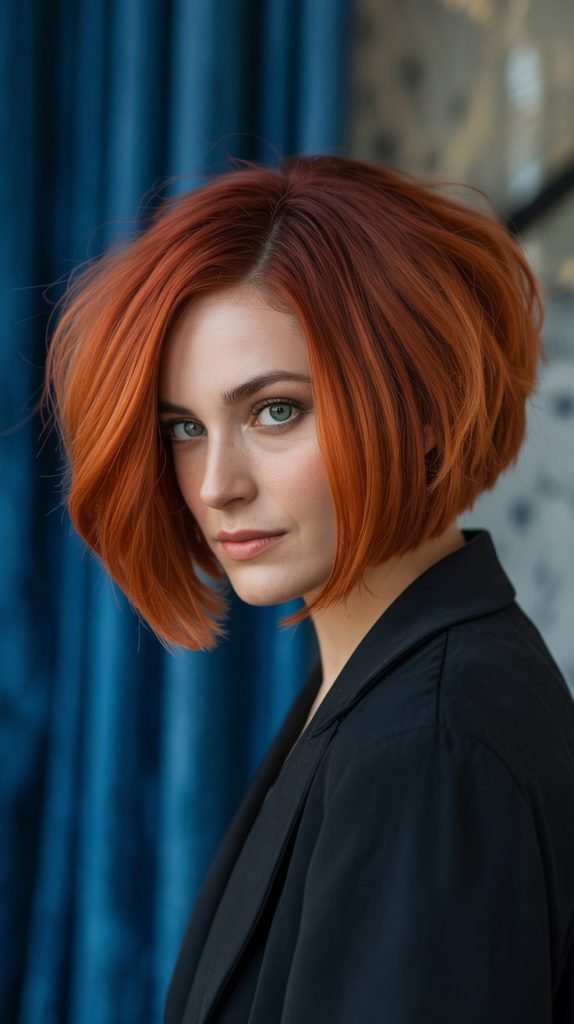 25. Feathered Bob with Copper Red Color