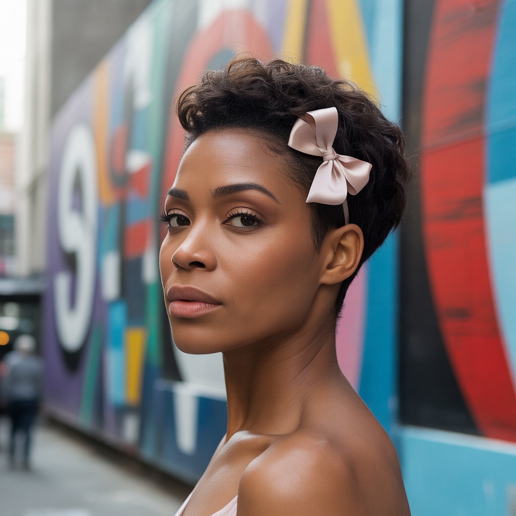 18. Textured Pixie with Side Bow