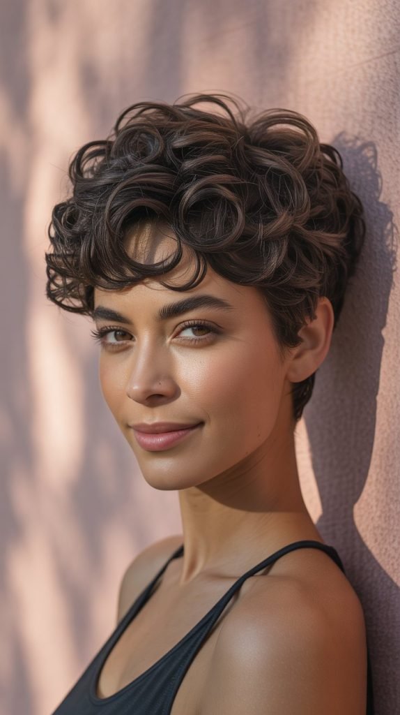 Curly Pixie with Textured Layers