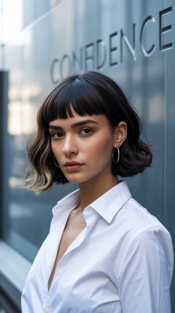 Blunt Cut Jawline Bob with Bangs