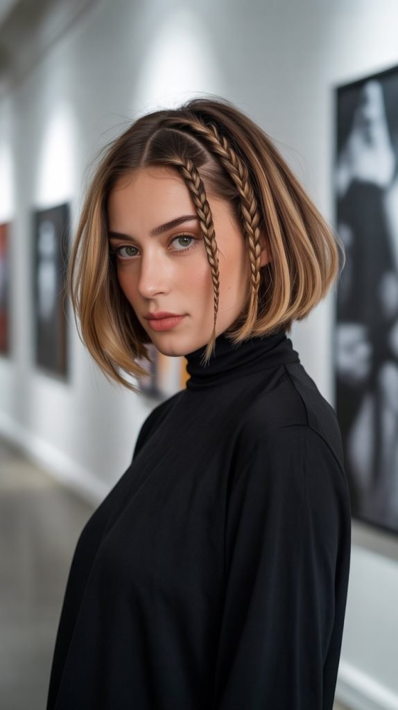 French Braid Bob with Highlights