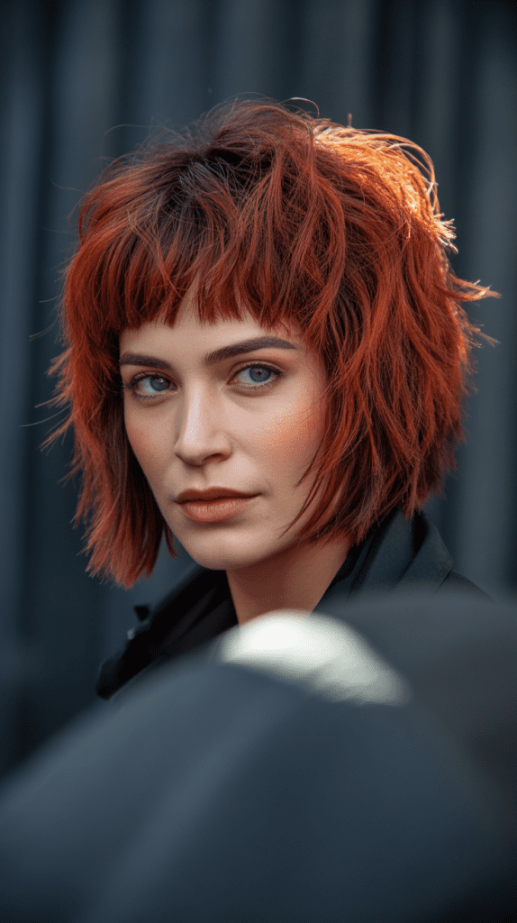 Textured Shag Bob with Choppy Micro Bangs