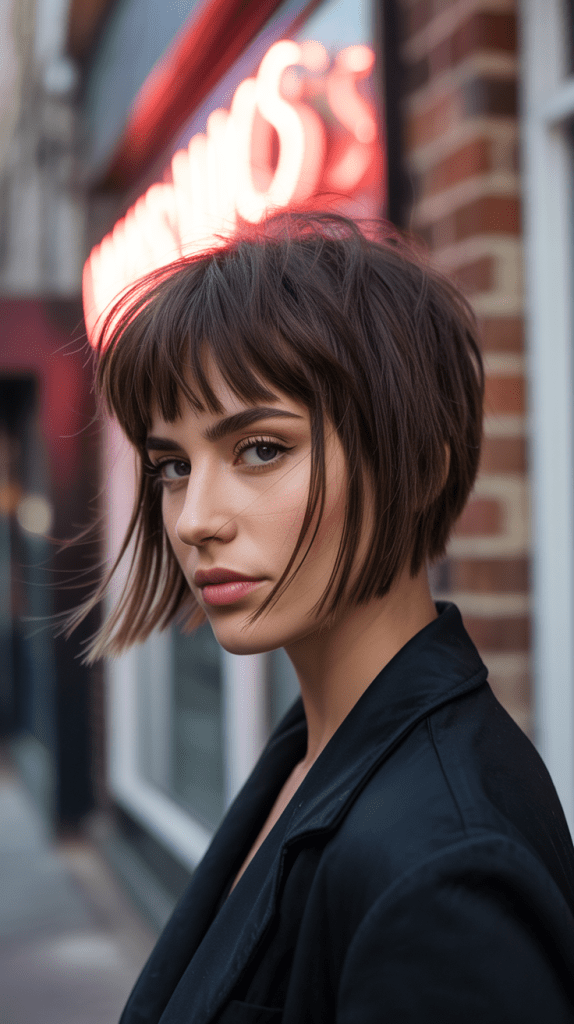 Edgy French Bob With Choppy Curtain Bangs