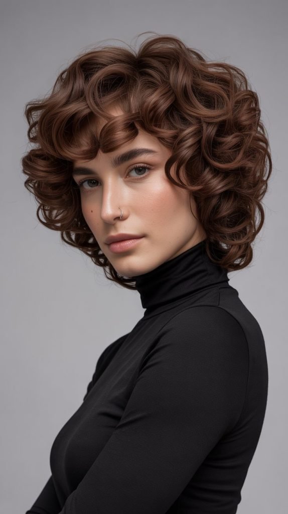 Curly Shag with Curtain Bangs