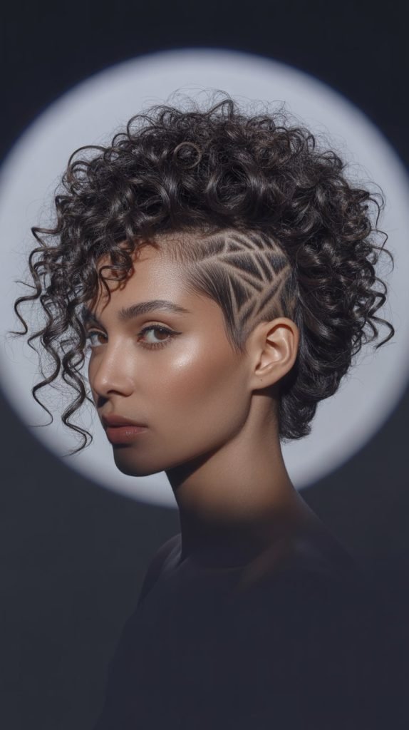 Textured Curly Crown with Undercut Design