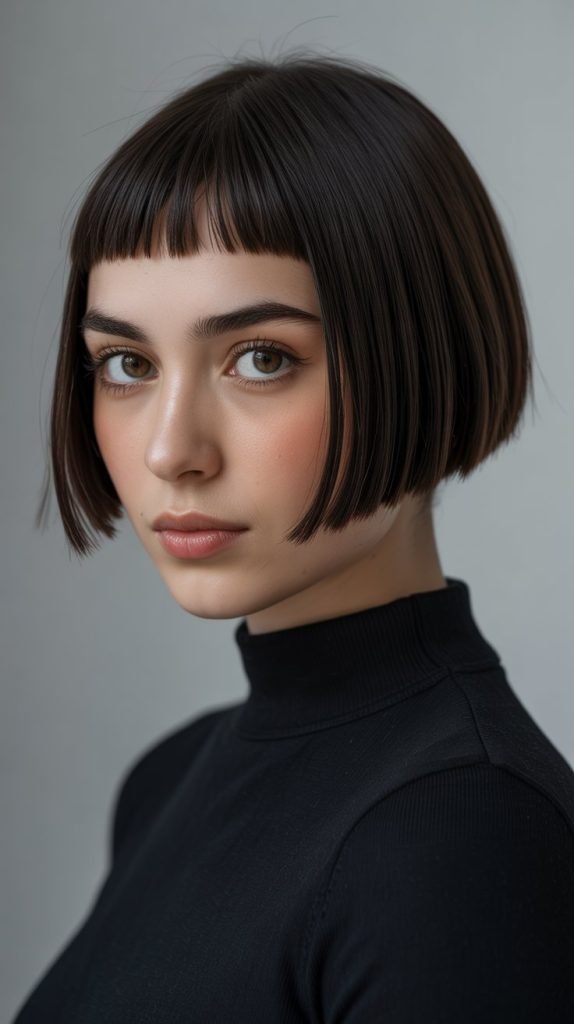Blunt Micro Bob with Side-Swept Fringe
