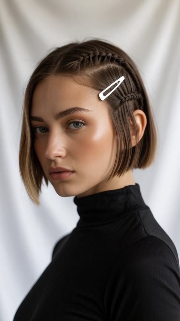 Asymmetrical French Braid Bob