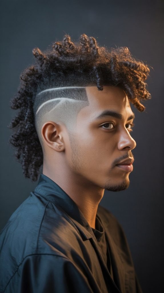  Curly Mullet Fade