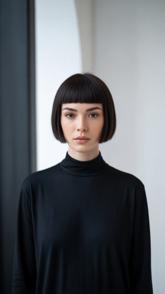 Structured Black Blunt Bob