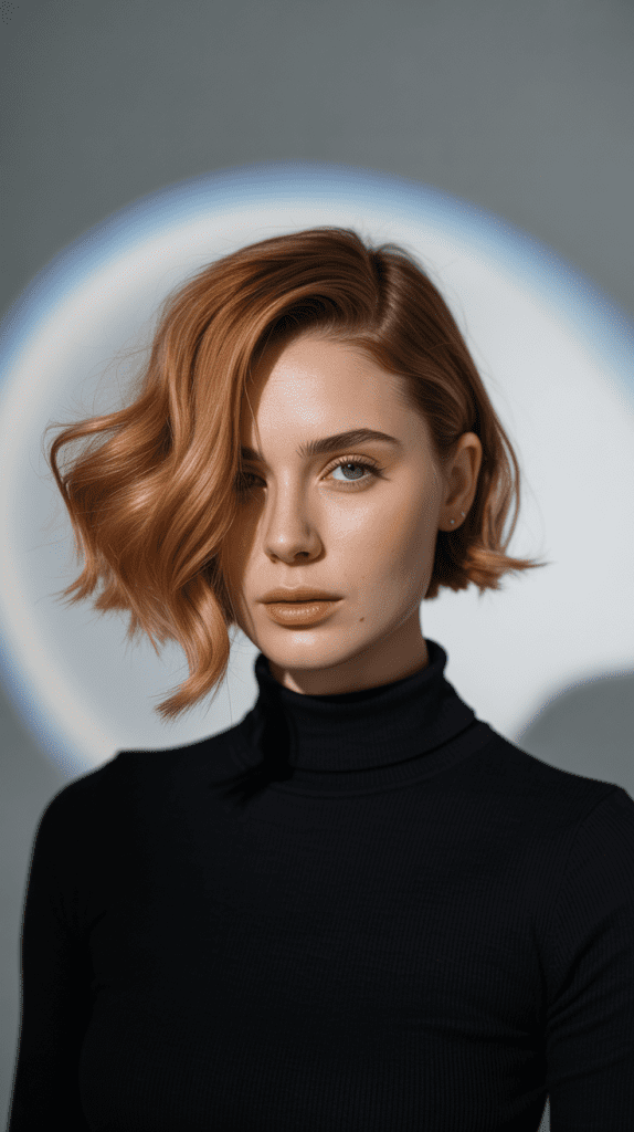 Asymmetrical Shaggy French Bob with Waves