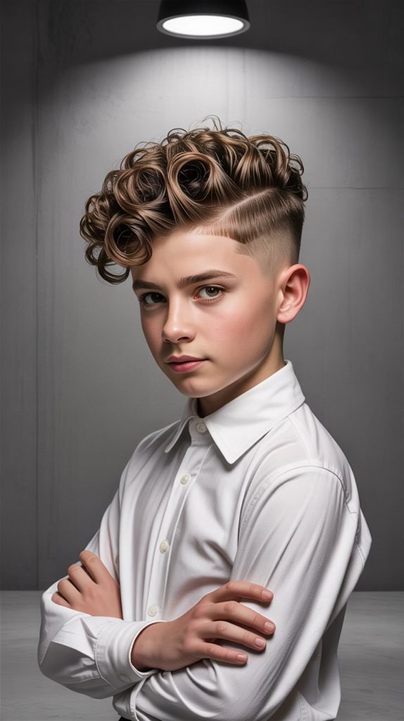 Curly Pompadour Fade