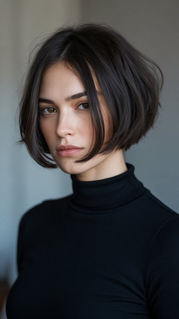  Face-Framing Black Blunt Bob