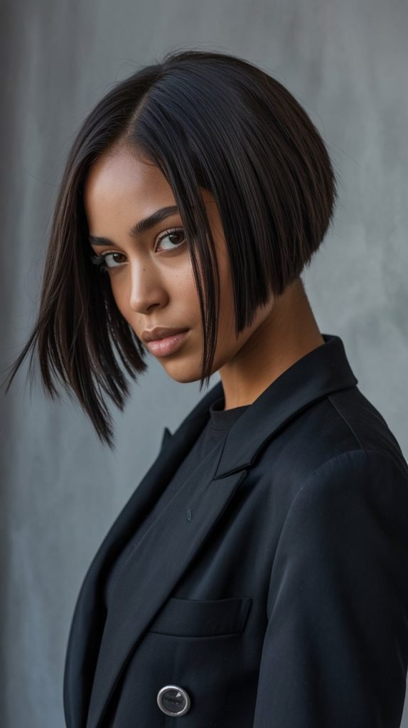 Asymmetrical Blunt Bob with Modern Edge