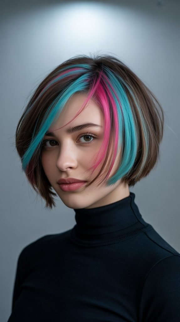 Stacked Bob with Peek-a-Boo Color