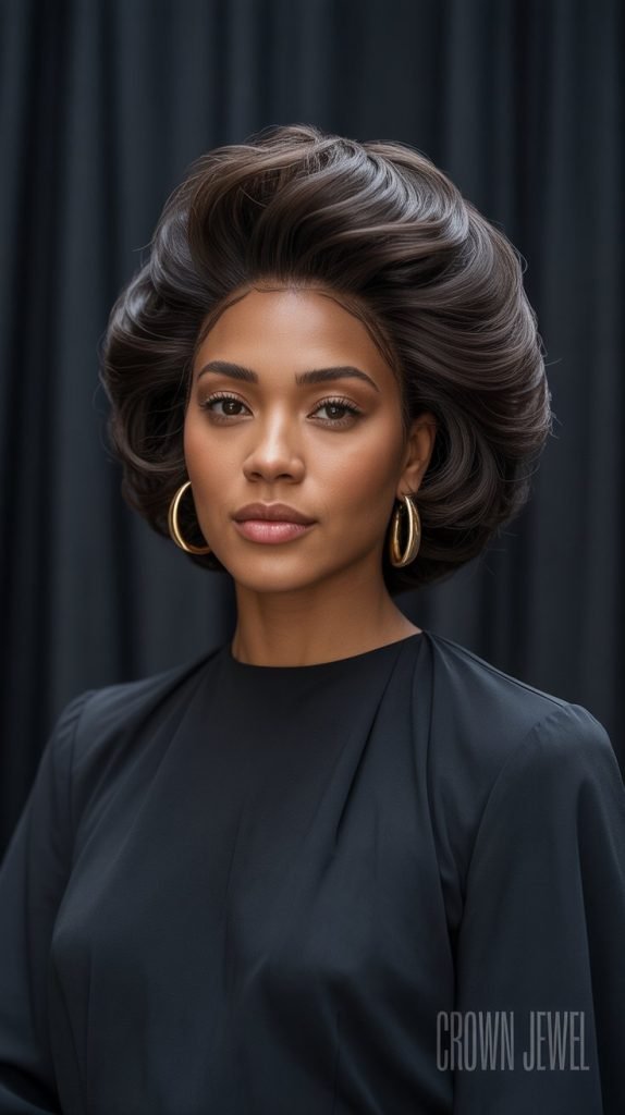 Voluminous Crown Jawline Bob
