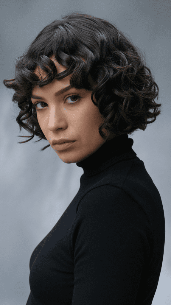 Textured Shaggy Bob with Coil Curls