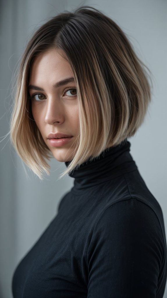 20. Feathered Bob with Ombre Effect