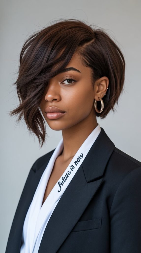 Ear-Length Bob with Side-Swept Texture