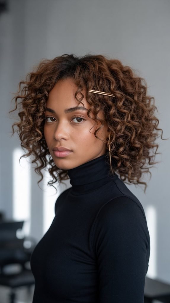 Voluminous Curly Crown with Tapered Sides