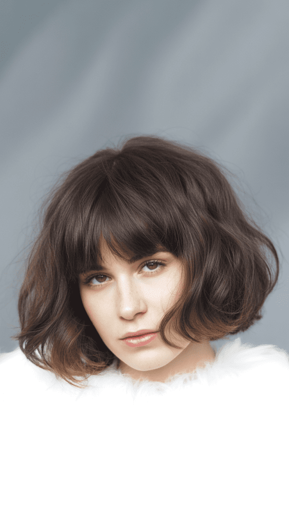 Voluminous Shag Bob with Full Bangs